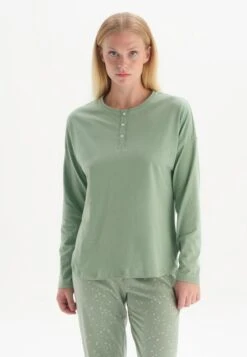 LONG SLEEVE TOP, FLORAL PRINT SET - Nachtwäsche Set - Green -Dagİ 1536e92247864c619194bd8e7d69efa6