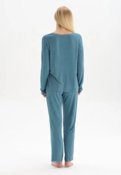 LONG SLEEVE V-NECK SET - Nachtwäsche Set - Teal 8 LONG SLEEVE V-NECK SET - Nachtwäsche Set - Teal -Dagİ 242c79cd7b9b4165ac28f2359d474c86