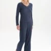 LONG SLEEVE V-NECK SET - Nachtwäsche Set - Navy