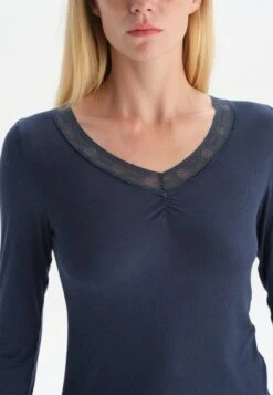 LONG SLEEVE V-NECK SET - Nachtwäsche Set - Navy -Dagİ 450dd229c0a947f6b979d434a50320e8
