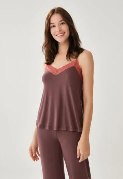 TERRACOTTA V-NECK - Nachtwäsche Shirt - Terracotta