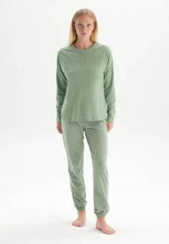 LONG SLEEVE TOP, FLORAL PRINT SET - Nachtwäsche Set - Green