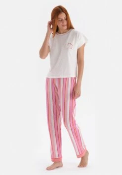 STRIPED - Nachtwäsche Set - White